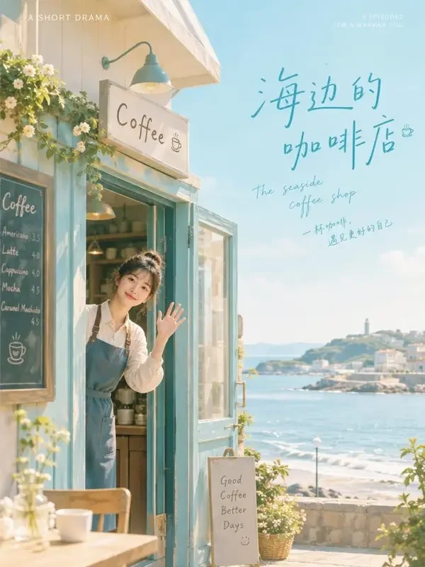 AI看片软件《云边小镇的咖啡店》封面海报